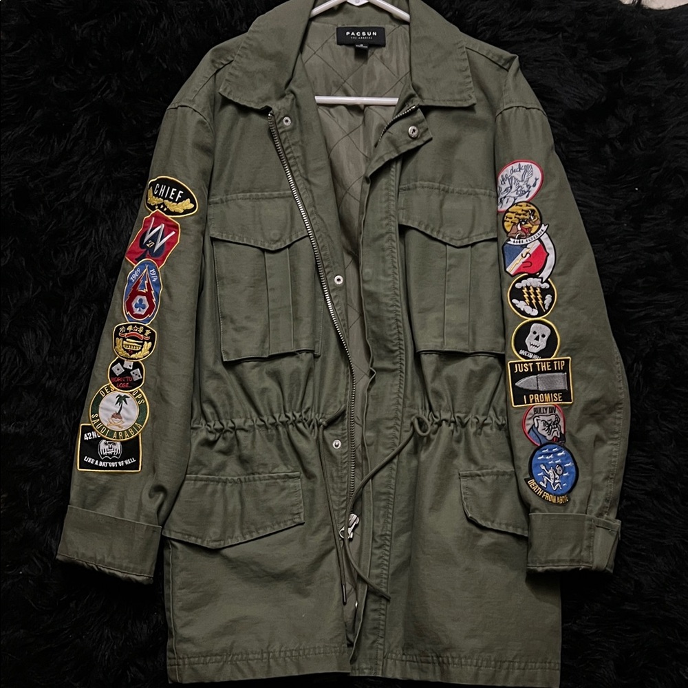 Olive Green Patchwork Jacket - image 1